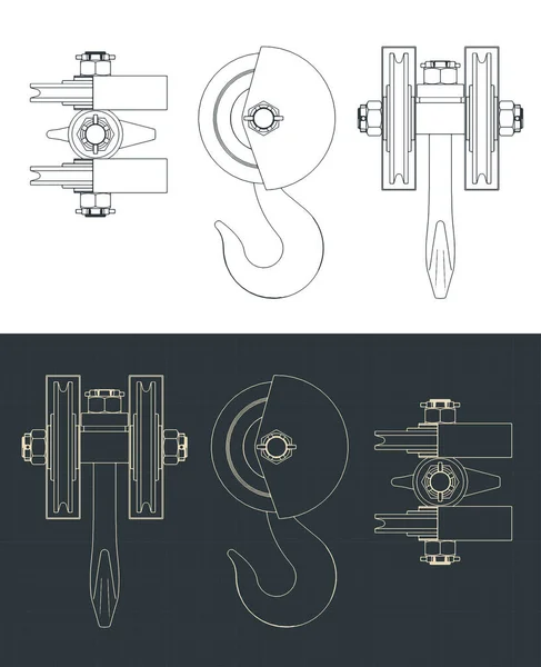 Ilustración Vectorial Estilizada Dibujos Gancho Grúa — Archivo Imágenes Vectoriales