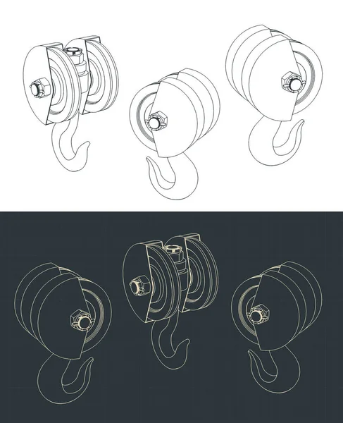 Stilisierte Vektorillustration Von Zeichnungen Eines Kranhakens — Stockvektor