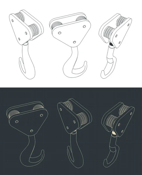Stilisierte Vektorillustration Von Zeichnungen Eines Kranhakens — Stockvektor
