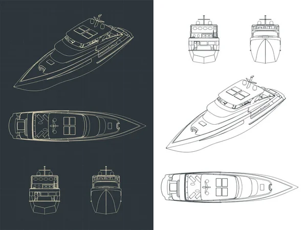 Stylizowany Wektor Ilustracja Rysunków Luksusowego Jachtu — Wektor stockowy