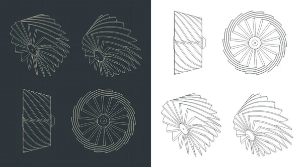 Illustration Vectorielle Stylisée Des Plans Turbine — Image vectorielle