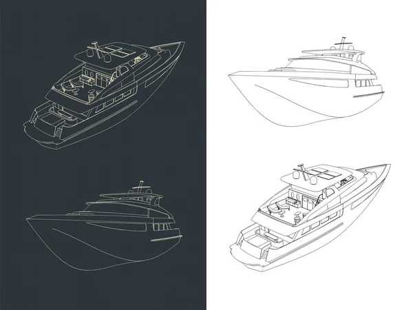 Stiliserad Vektor Illustration Ritningar Lyx Yacht — Stock vektor