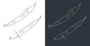 Gondolun izometrik planlarının biçimlendirilmiş vektör çizimi