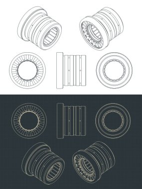 Kaydedilmiş silindirik silindir çizimlerinin şekillendirilmiş vektör illüstrasyonu