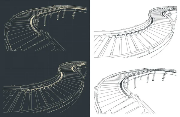 Stilisierte Vektorillustration Der Zeichnungen Der Rollenbahn — Stockvektor