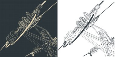 Yüksek gerilim hattının biçimlendirilmiş vektör çizimi