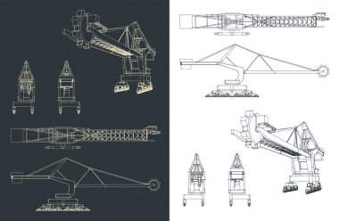 Dağıtıcı alıcısının planlarının biçimlendirilmiş vektör çizimi
