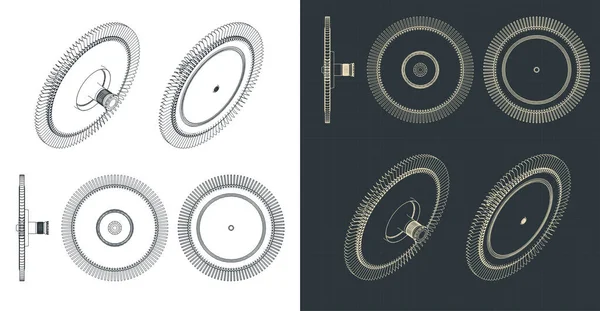 Ilustración Vectorial Estilizada Dibujos Turbina Motor Reacción — Vector de stock