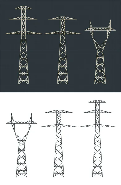 電柱の設計図のベクトル図 — ストックベクタ