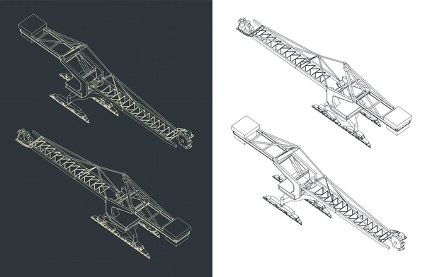 Stylized Vector Illustration Isometric Blueprints Stacker Reclaimer — Wektor stockowy