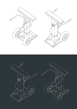 Ağır yük taşıyıcısının izometrik planlarının stilize edilmiş vektör çizimi
