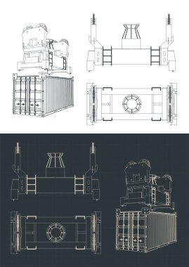 Otomatik kilit çerçeve yayıcısının planlarının biçimlendirilmiş vektör çizimi