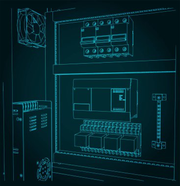 Stylized vector illustration of an electrical cabinet close up clipart