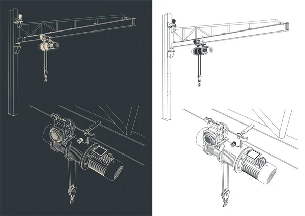 Stiliserad Vektor Illustration Kontur Jib Kran — Stock vektor