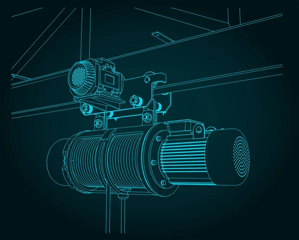 Illustration Vectorielle Stylisée Palan Chaîne Électrique Flèche Close — Image vectorielle