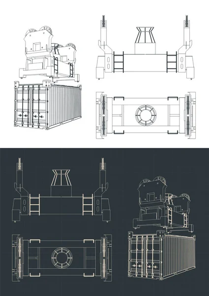 Stilizált Vektor Illusztrációja Tervrajzok Automatikus Záras Keret Tartály Szóró — Stock Vector