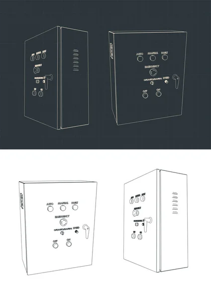 Ilustración Vectorial Estilizada Planos Gabinete Eléctrico — Vector de stock