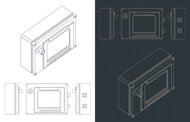 Otomatik hatları ve endüstriyel robotları kontrol etmek için programlanabilir bir mantık denetleyicisinin planlarının biçimlendirilmiş vektör çizimi
