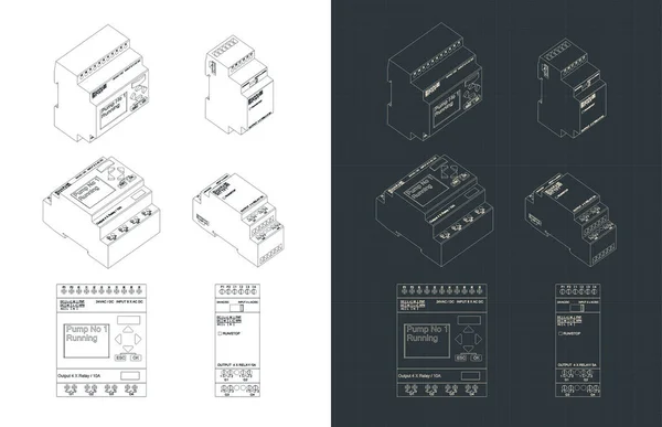 Ilustración Vectorial Estilizada Planos Del Mini Set Relé Inteligente — Vector de stock