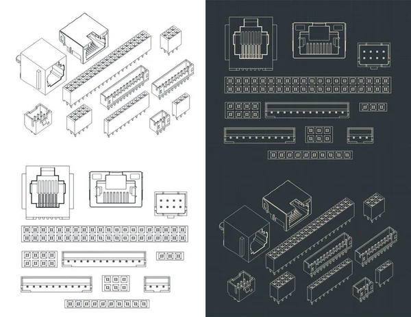 Ilustraciones Vectoriales Estilizadas Planos Conectores Mini Set — Vector de stock