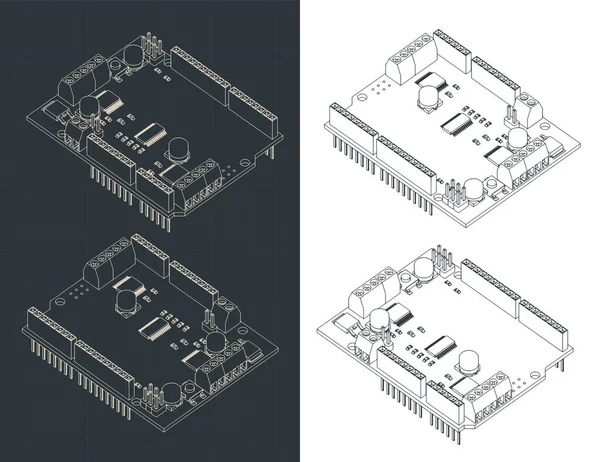 Ilustração Vetorial Estilizada Plantas Isométricas Escudo Motor Stepper Para Arduíno — Vetor de Stock