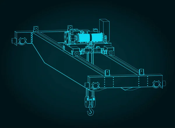 Ilustración Vectorial Estilizada Grúa Aérea Doble Viga — Vector de stock