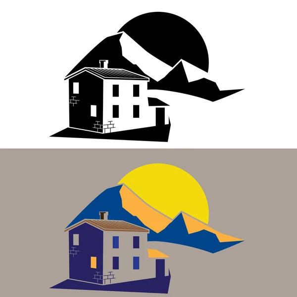 Casa de campo nas montanhas — Vetor de Stock