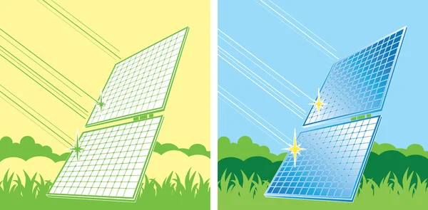 Paneles solares en color — Vector de stock