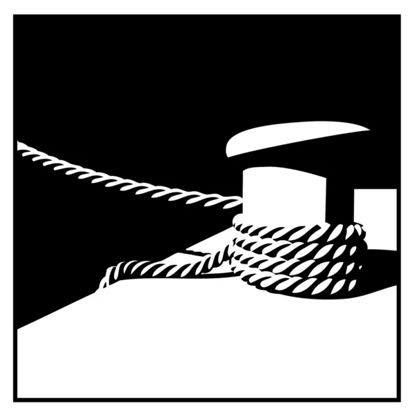 Knecht and mooring ropes  black and white — Stock Vector