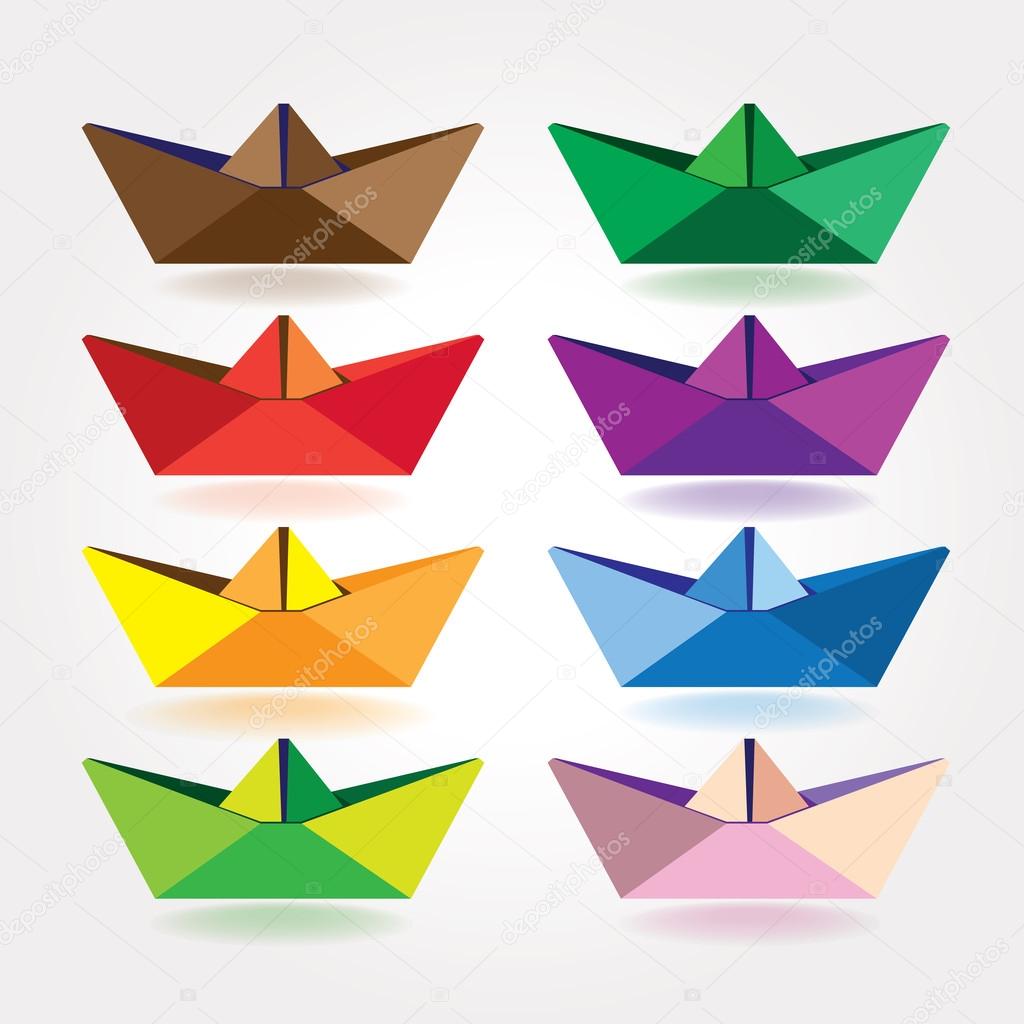 colored paper boats