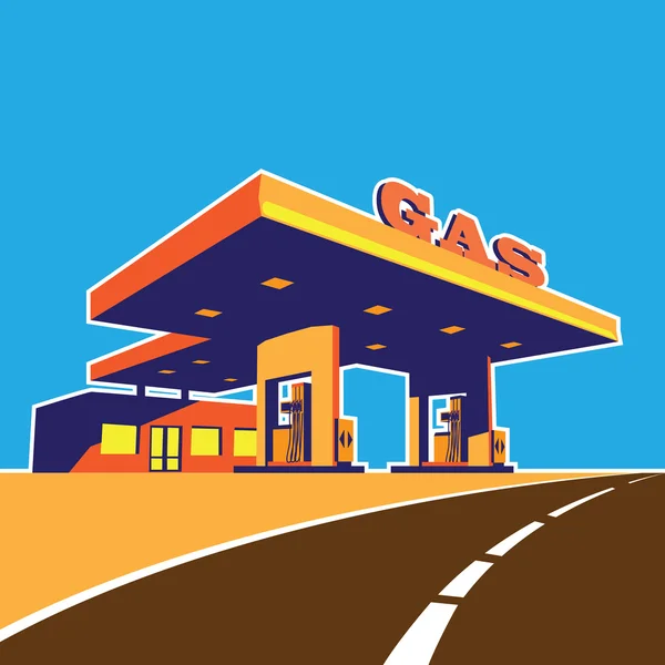 Modern benzin istasyonu — Stok Vektör