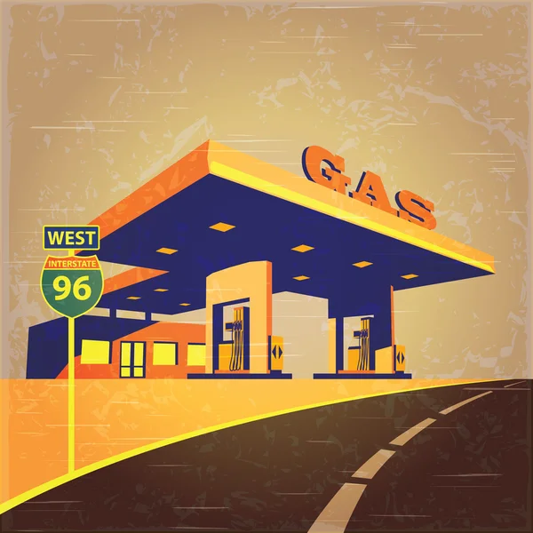 Stacja benzynowa przy drodze — Wektor stockowy