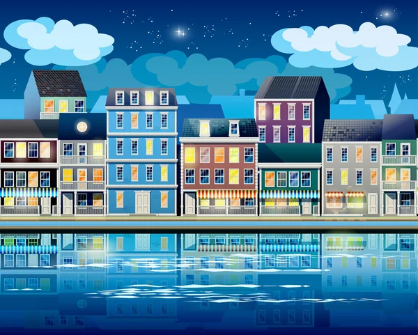 Old Town at night — Stock Vector