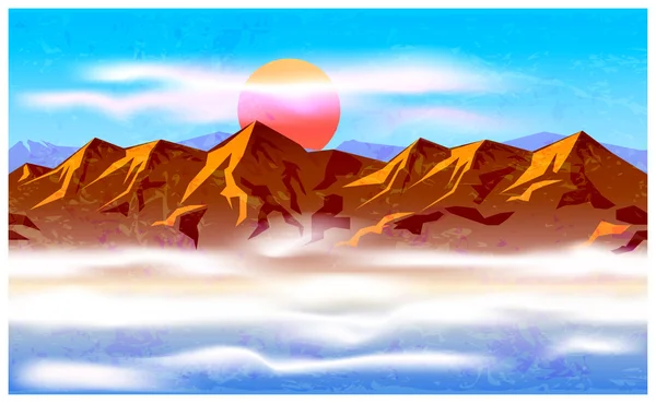 Peaks in the haze and clouds Stock Vector