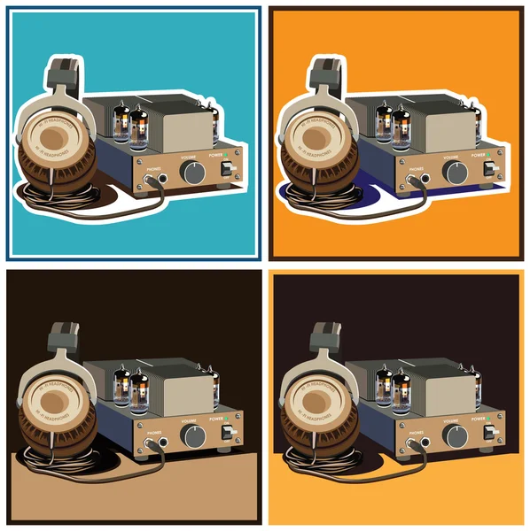Casque et amplificateur ensemble — Image vectorielle