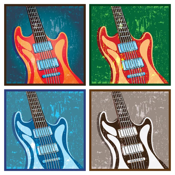 Old poster with a guitar — Stockvector