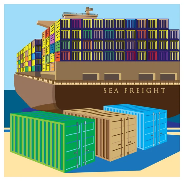 Transporte marítimo de mercadorias — Vetor de Stock