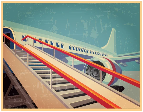 Vintage poster with plane — Stock Vector