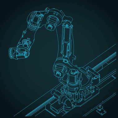 Otomatik üretim hatları için endüstriyel robotik kolun biçimlendirilmiş vektör çizimi