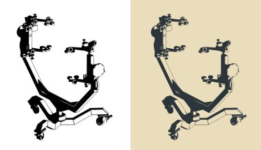 Uçak bakımı beşiği tramvayı biçimlendirilmiş vektör çizimleri