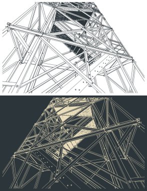 Endüstriyel metal merdiven stilize vektör çizimleri