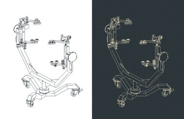 Uçak bakımı beşiği tramvay çizimleri biçimlendirilmiş vektör çizimleri