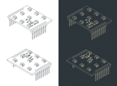 LED ışık kalkanı devre kartı izometrik çizimler biçimlendirilmiş vektör çizimleri