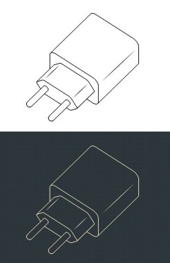 Evrensel USB yükleyici izometrik çizimler biçimlendirilmiş vektör çizimleri