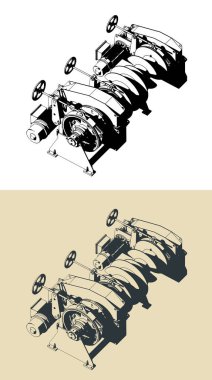 Bağlanan vinç biçimlendirilmiş vektör çizimleri