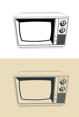 Eski bir televizyonun biçimlendirilmiş vektör çizimleri