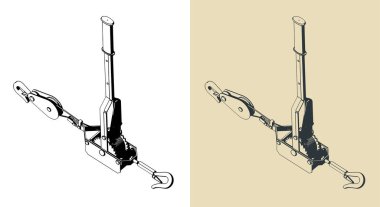 Bir vinç için biçimlendirilmiş vektör çizimleri