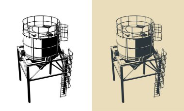 Toplu materyaller için silo depolama biçimlendirilmiş vektör çizimleri