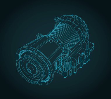 Orta-verimli ticari araçlar için otomatik iletim izometrik tasarım biçimlendirilmiş vektör çizimi