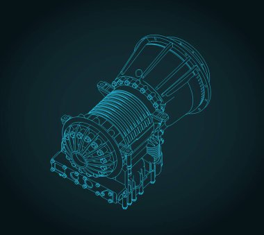 Orta-verimli ticari araçlar için otomatik iletim izometrik tasarım biçimlendirilmiş vektör çizimi